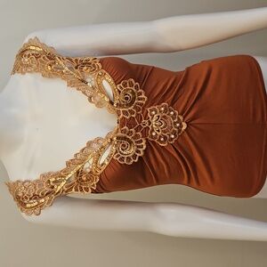 Handmade Tank Top With Sequin & Lace Detailing